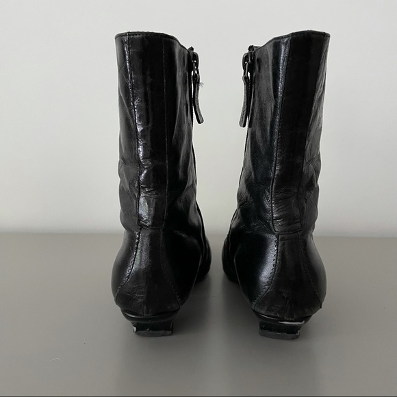 Goffredo Fantini Black Leather Kitten Heel Boots Size 36.5 Made In Italy - Picture 6 of 15